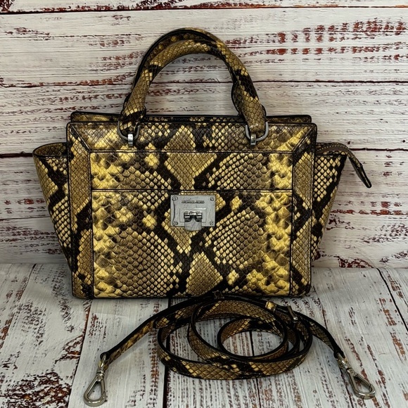 Michael Kors Handbags - Michael Kors Snake Skin Embossed Satchel